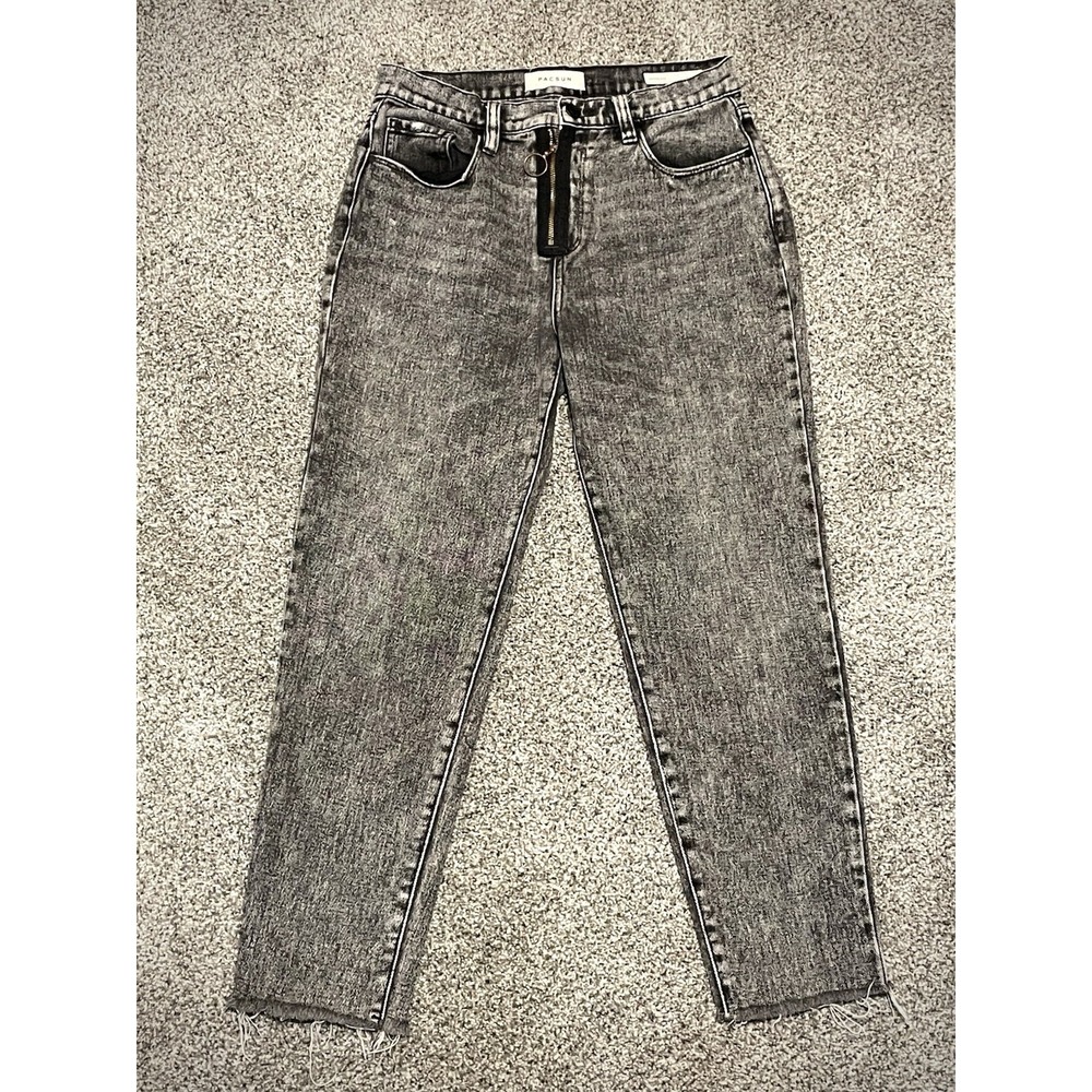 Pacsun Jeans Womens 28 Gray Distressed Fashion Zipper  High Rise Grunge‎ Y2K